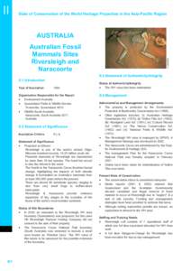 Summary of Section II: Periodic Report on the State of Conservation of the Australian Fossil Mammal Sites, Australia, 2003