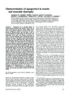 Characterization of aquaporin-4 in muscle and muscular dystrophy RACHELLE H. CROSBIE,1 SHERRI A. DOVICO, JASON D. FLANAGAN,