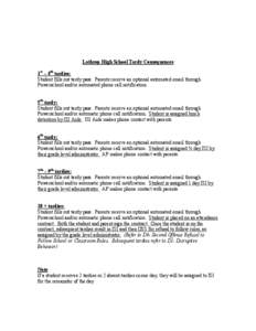 Lathrop High School Tardy Consequences 1st – 4th tardies: Student fills out tardy pass. Parents receive an optional automated email through Powerschool and/or automated phone call notification. 5th tardy: Student fills