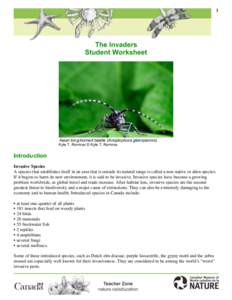 1  The Invaders Student Worksheet  Asian long-horned beetle (Anoplophora glabripennis).