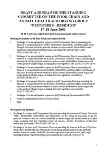 DRAFT AGENDA FOR THE STANDING COMMITTEE ON THE FOOD CHAIN AND ANIMAL HEALTH & WORKING GROUP “PESTICIDES - RESIDUES” 17-18 June[removed] :00 AM Centre Albert Borschette (room announced at the entrance)