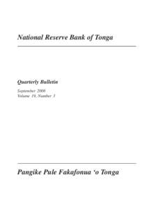 National Reserve Bank of Tonga  Quarterly Bulletin September 2008 Volume 19, Number 3