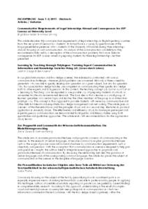 FACHSPRACHE - Issue[removed]Abstracts Articles / Aufsätze Communicative Requirements of Legal Internships Abroad and Consequences for ESP Courses at University Level Birgit Beile-Meister & Andrea Schilling This artic