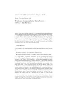 c Lucius & Lucius, Stuttgart) p. 279–301 Analyse & KritikMargit Osterloh/Sandra Rota  Trust and Community in Open Source