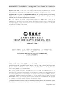 THIS CIRCULAR IS IMPORTANT AND REQUIRES YOUR IMMEDIATE ATTENTION If you are in any doubt as to any aspect of this circular, you should consult a stockbroker or other registered dealer in securities, bank manager, solicit