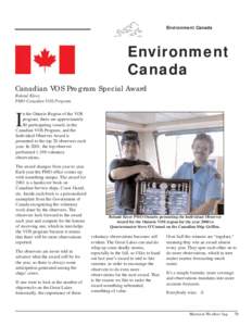 Environment Canada  Environment Canada Canadian VOS Program Special Award Roland Kleer,