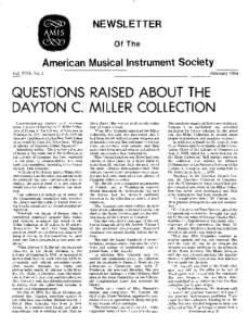 NEWSLETTER Of The American Musical Instrument Society February 1984