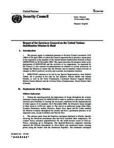 Americas / Haitian National Police / Cité Soleil / Yvon Neptune / United Nations Security Council Resolution / United Nations Stabilisation Mission in Haiti / History of the United Nations / Haiti