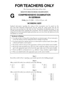 FOR TEACHERS ONLY The University of the State of New York REGENTS HIGH SCHOOL EXAMINATION G