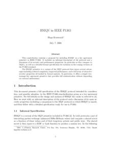 HMQV in IEEE P1363 Hugo Krawczyk∗ July 7, 2006 Abstract This constribution contains a proposal for including HMQV as a key agreement