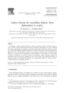Journal of the Mechanics and Physics of Solids – 2543 www.elsevier.com/locate/jmps  Lattice friction for crystalline defects: from