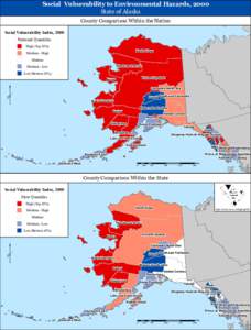 Social Vulnerability to Environmental Hazards, 2000 State of Alaska County Comparison Within the Nation Social Vulnerability Index, 2000 National Quantiles