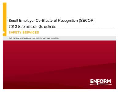 Small Employer Certificate of Recognition (SECOR[removed]Submission Guidelines Table of Contents Preamble ...................................................................................................................