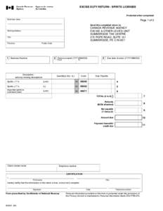 EXCISE DUTY RETURN - SPIRITS LICENSEE Protected when completed Business name Page 1 of 3 Send this completed return to: