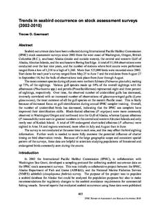 Trends in seabird occurrence on stock assessment surveysTracee O. Geernaert Abstract Seabird occurrence data have been collected during International PaciÞc Halibut Commission