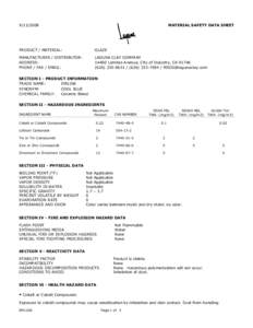 Text1 MATERIAL SAFETY DATA SHEET  PRODUCT / MATERIAL: