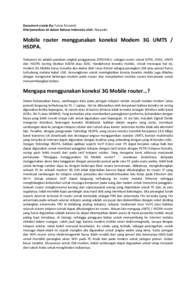 Document create By: Fulvio Ricciardi  Diterjamahkan ke dalam Bahasa Indonesia oleh: Nuryadin    Mobile  router  menggunakan  koneksi  Modem  3G  UMTS  /  HSDPA. 