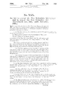 No. XXX. An Act to amend the Hay Irrigation Act and to repeal the Hay Irrigation Act Amendment Act, [removed]13th November, [removed]BE