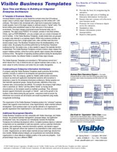 Key Benefits of Visible Business Templates Save Time and Money in Building an Integrated Enterprise Architecture A Template of Business Objects Universal Model is based on a data model that contains more than 50 business