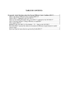 TABLE OF CONTENTS Frequently Asked Questions about the Energy Efficient Codes Coalition (EECC) ............... 2	
   What is the Energy Efficient Codes Coalition (EECC)? .................................................