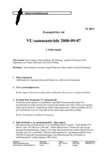 Vätternvårdsförbundet  Nr 00/3 Protokoll fört vid  VU-sammanträde