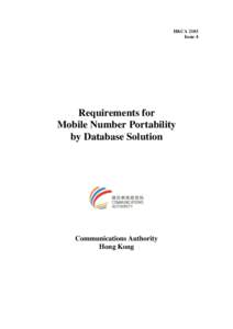 HKCA 2103 Issue 4 Requirements for Mobile Number Portability by Database Solution