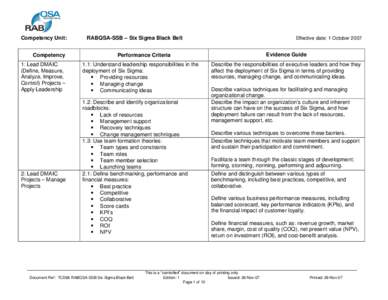 Management / Evaluation methods / Process management / Six Sigma / RABQSA International / Performance metric / Terminology / Design for Six Sigma / DMAIC / Quality / Business