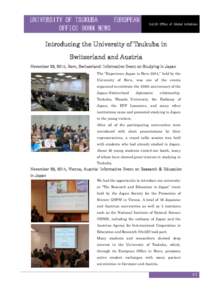 UNIVERSITY OF TSUKUBA EUROPEAN OFFICE BONN NEWS Vol.18 Office of Global Initiatives