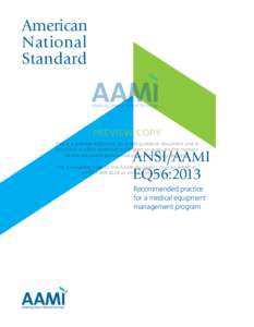 American National Standard PREVIEW COPY This is a preview edition of an AAMI guidance document and is