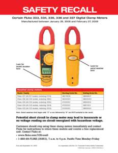 MSHA - Fluke Digital Clamp Meter Recall - Issued May 2009
