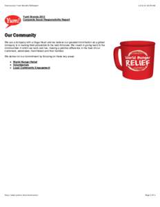 Community | Yum! Brands CSR Report:29 AM Yum! Brands 2013 Corporate Social Responsibility Report