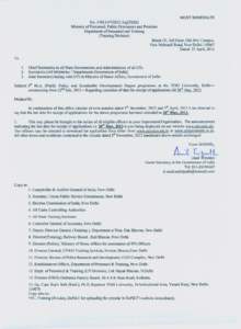 MOST IMMEDlA TE No[removed]Trg(TERI) Ministry of Personnel, Public Grievances and Pensions Department of Personnel and Training (Training Division) Block-IV, 3rd Floor, Old JNU Campus,