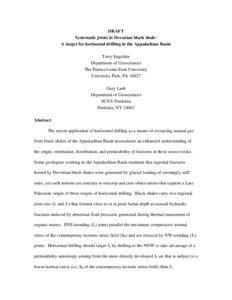 DRAFT Systematic joints in Devonian black shale: A target for horizontal drilling in the Appalachian Basin