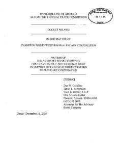 Motion of The Advisory Board Company For Leave to File Amicus Curiae Brief In Support of Evanston Northwestern Healthcare Corporation