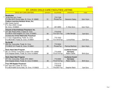 [removed]ST. CROIX CHILD CARE FACILITIES LISTING CHILD DAY CARE CENTERS  Beatitudes