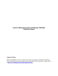 Cancer Incidence by Site, Race/Ethnicity, and Gender in Minnesota - Minnesota Dept of Health