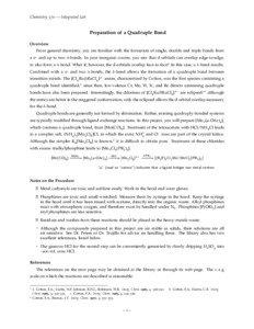 Chemistry 370 — Integrated Lab  Preparation of a Quadruple Bond