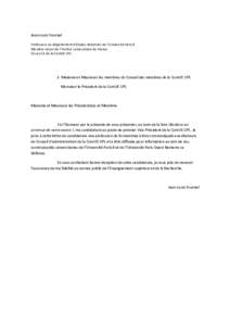 Jean-Louis Fournel Professeur au département d’études italiennes de l’Université Paris 8 Membre senior de l’Institut universitaire de France Elu au CA de la ComUE UPL  à Madame et Messieurs les membres du Conse