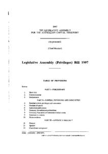 1997 THE LEGISLATIVE ASSEMBLY FOR THE AUSTRALIAN CAPITAL TERRITORY (As presented) (Chief Minister)