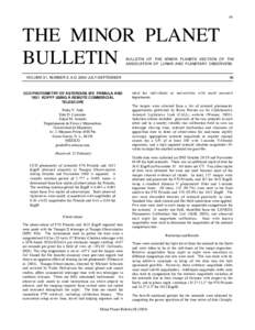 49  THE MINOR PLANET BULLETIN  BULLETIN OF THE MINOR PLANETS SECTION OF THE