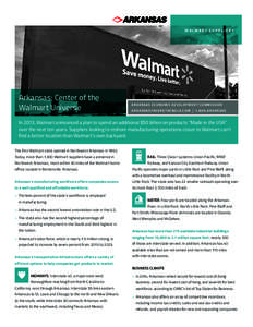 WALMART SUPPLIERS  Arkansas: Center of the Walmart Universe  ARK ANSAS ECONOMIC DEVELOPMENT COMMISSION