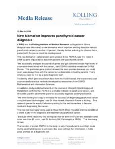 Microsoft Word - New Biomarker improves parathyroid cancer diagnosis 19_03_09.docx