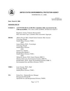 US EPA - Pesticides - Cumulative Risk Assessment for the Chloroacetanilides