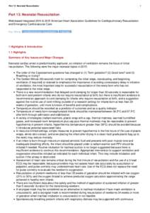 Part 13: Neonatal Resuscitation  1 Part 13: Neonatal Resuscitation Web-based Integrated 2010 & 2015 American Heart Association Guidelines for Cardiopulmonary Resuscitation