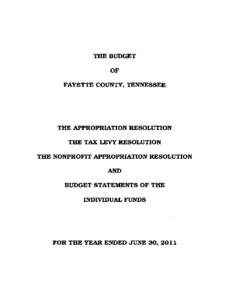 THE BUDGET   OF FAYETTE COUNTY, TENNESSEE