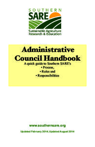 Administrative Council Handbook A quick guide to Southern SARE’s • Process, • Roles and • Responsibilities