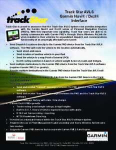 Track Star AVLS Garmin Nuvi® / Dezl® Interface
