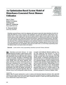 An Optimization-Based System Model of Disturbance-Generated Forest Biomass Utilization Bulletin of Science, Technology & Society