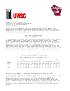 Badger Poll™ #19, Release #2 University of Wisconsin Survey Center University of Wisconsin Madison January 20, 2005 NOTE: When using material from this release please cite the Badger Poll™ conducted by the University