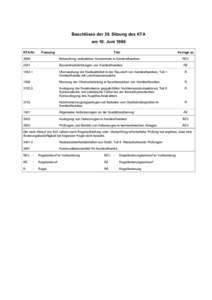 Beschlüsse der 39. Sitzung des KTA am 10. Juni 1986 KTA-Nr. Fassung